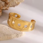 Gold color / One size / 1 Piece Simple Casual Style Solid Color Hollowed-out Shape Stainless Steel  Gold Color Women's Cuff Bracelets Picture4